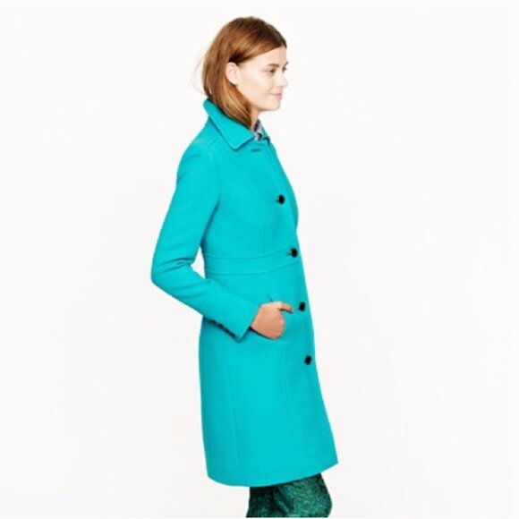 J. Crew EUC Lady Day Turquoise Coat 2P - Picture 4 of 8